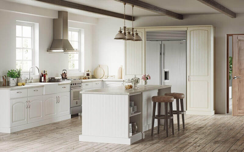 Cottage - Painted Oak White & Painted Oak Mussel 01 - Kitchen Facelift Gallery
