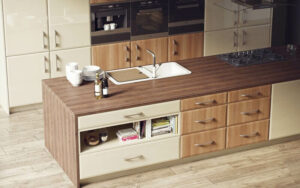 Milano - Natural Aida Walnut & High Gloss Mussel 02 - Kitchen Facelift Gallery